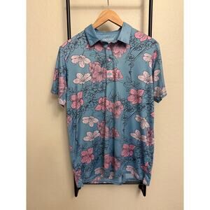 Pins & Aces Men's Performance Stretch Golf Polo-Robin Eff Cherry Blossom-medium